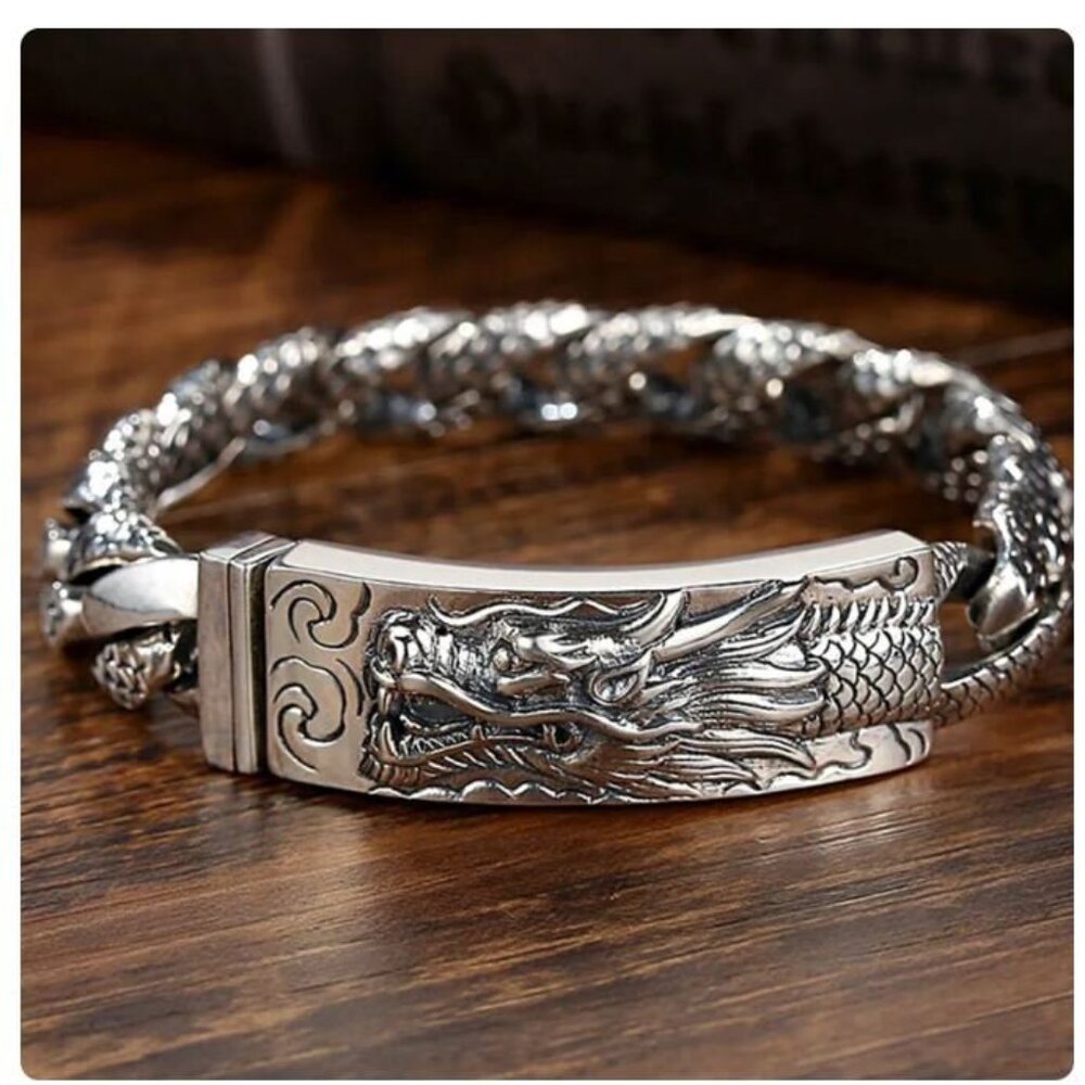 Retro style Dragon bracelet Handmade Creative Lucky Buddhist Scripture 22cm